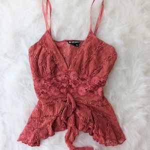 XOXO Pink Crop Top Lace